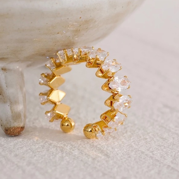 💛Gold plated CZ adjustable ring - Picture 6 of 6